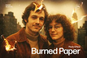 Burned Paper Photo Effect Template in Photoshop PSD