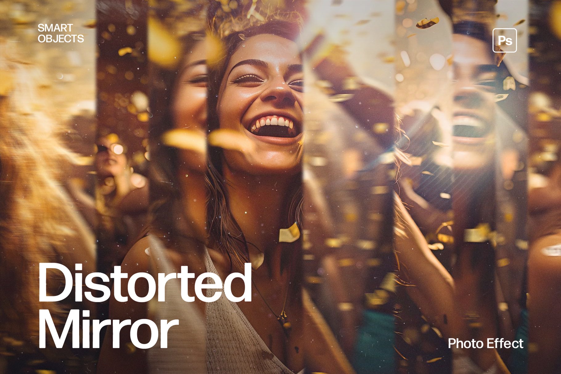 Distorted Mirror Photo Effect Template in Photoshop PSD