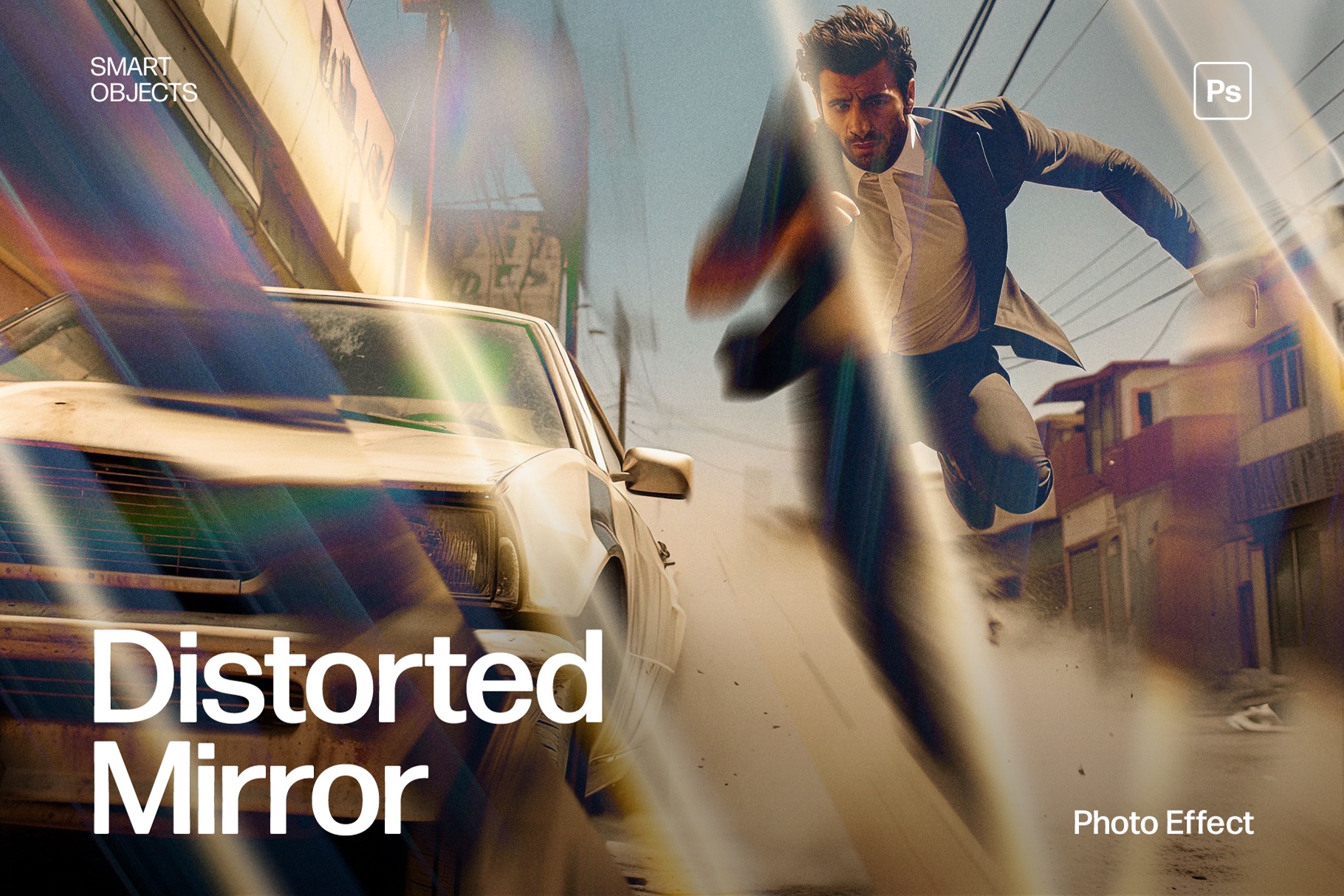 Distorted Mirror Photo Effect Template in Photoshop PSD