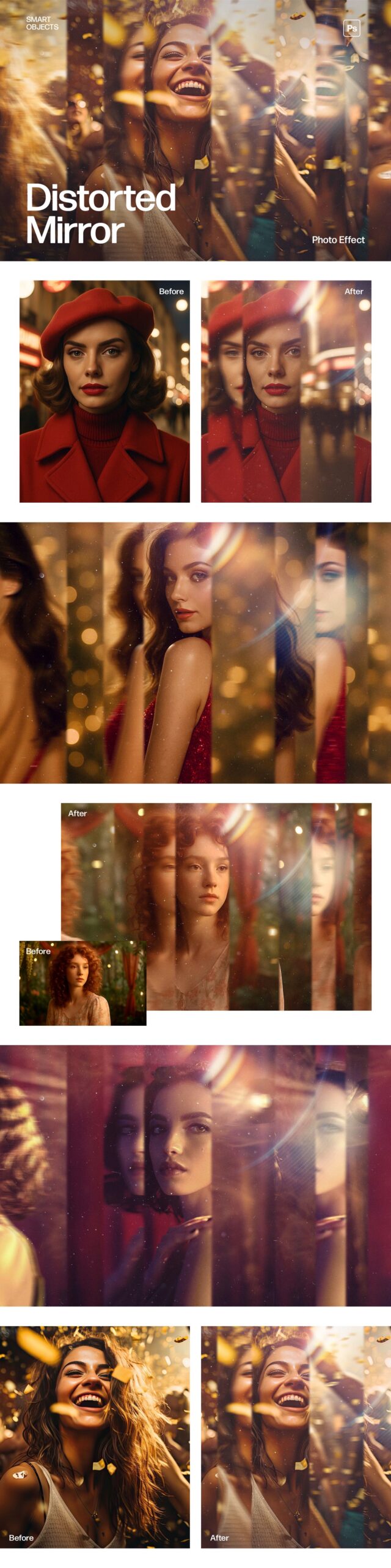 Distorted Mirror Photo Effect Template in Photoshop PSD