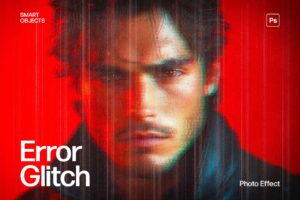Error Glitch Photo Effect Template in Photoshop PSD