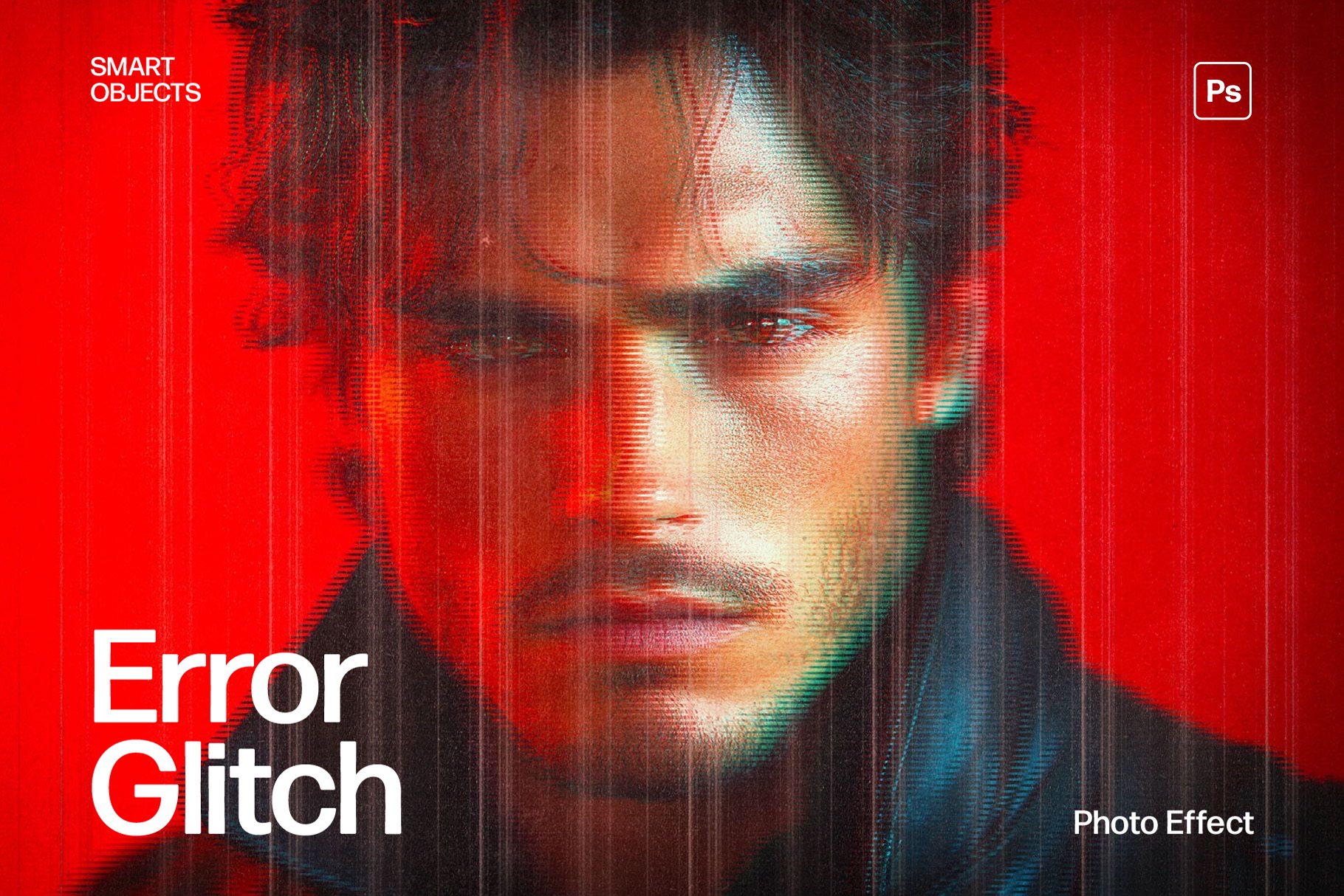 Error Glitch Photo Effect Template in Photoshop PSD