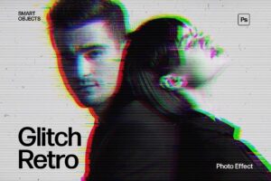 Glitch Retro Photo Effect Template in Photoshop PSD