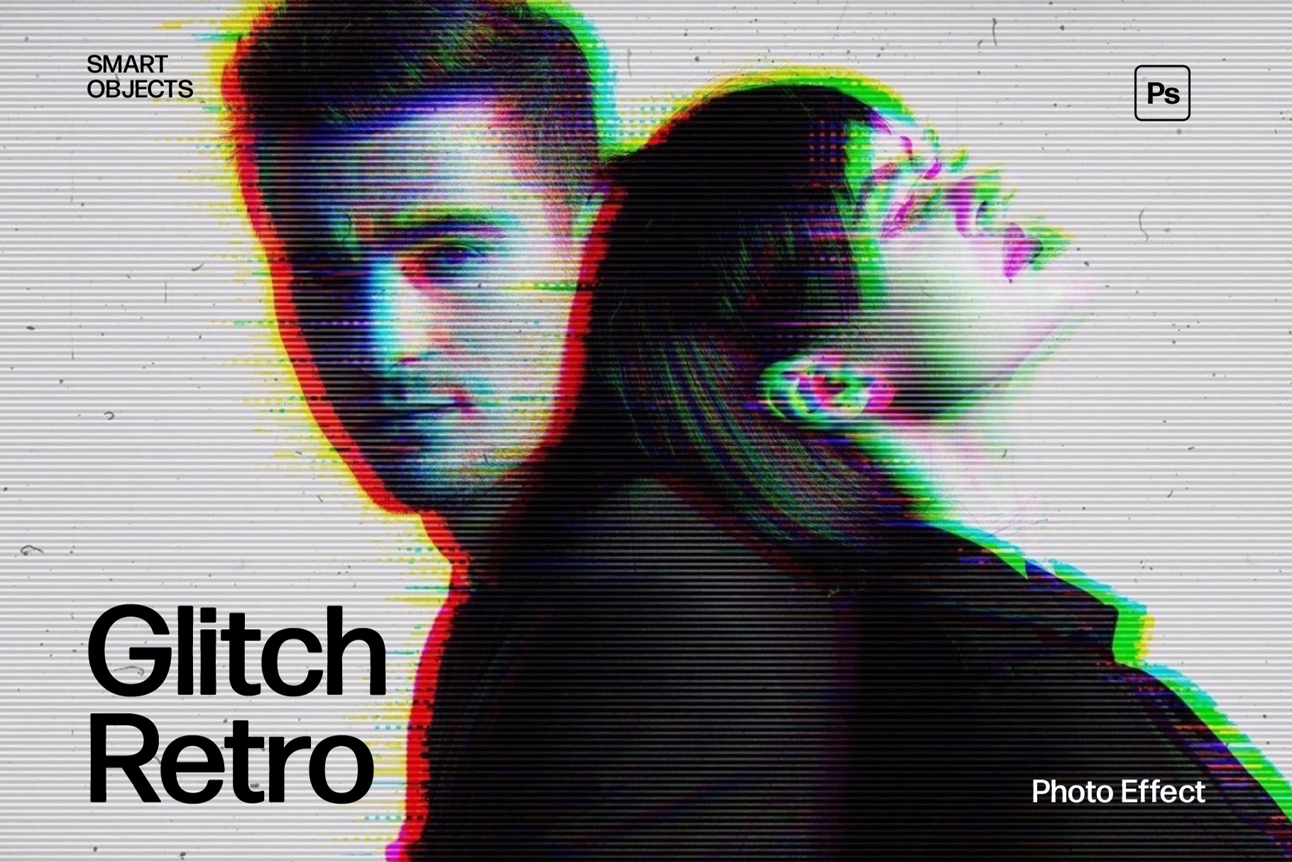 Glitch Retro Photo Effect Template in Photoshop PSD