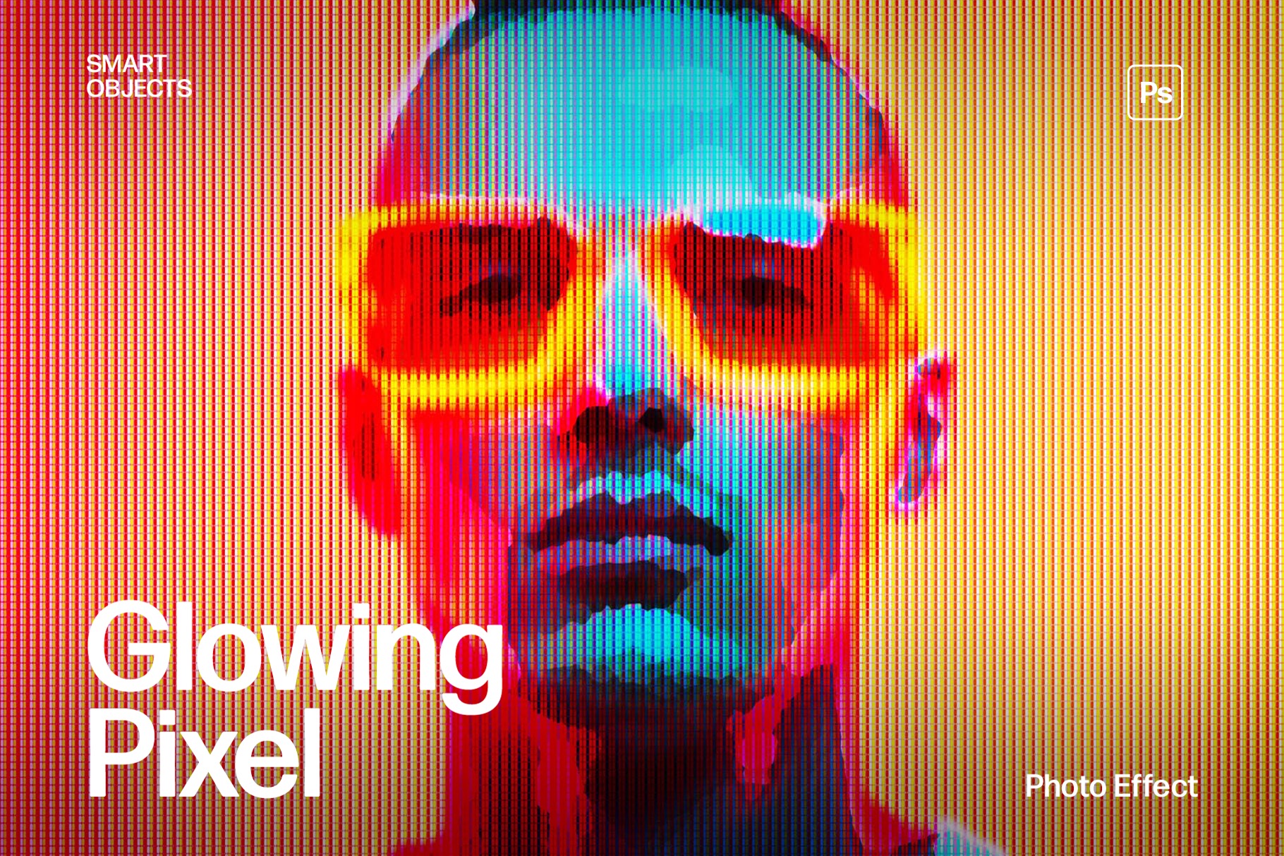 Glowing Pixel Photo Effect Template in Photoshop PSD