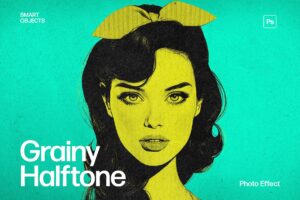 Grainy Halftone Photo Effect Template in Photoshop PSD
