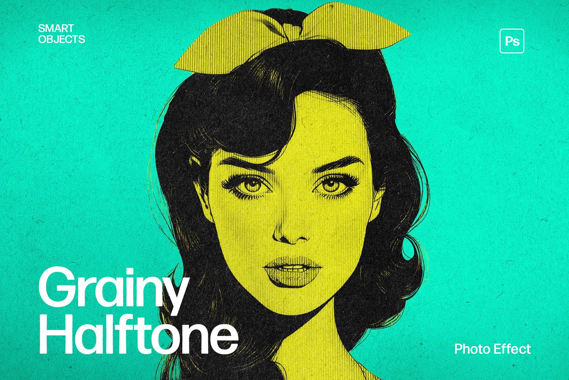 Grainy Halftone Photo Effect Template in Photoshop PSD