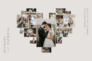 Love Heart Photo Collage Template in Photoshop PSD