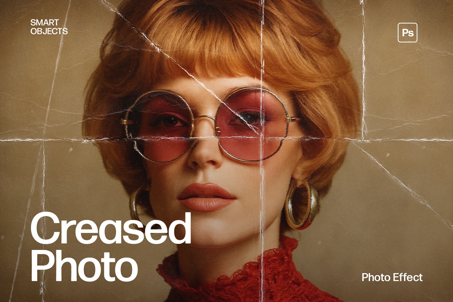 Old Creased Photo Effect Template in Photoshop PSD