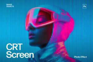 Pixelated CRT Screen Photo Effect Template in Photoshop PSD