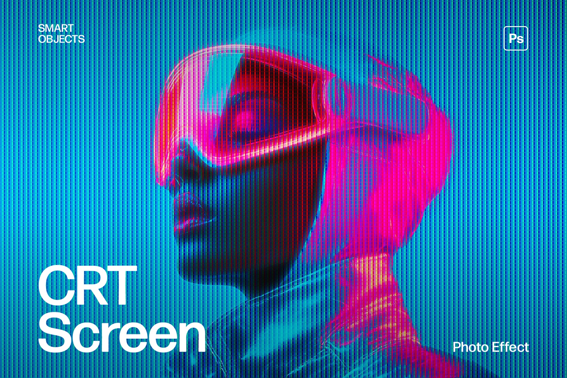 Pixelated CRT Screen Photo Effect Template in Photoshop PSD