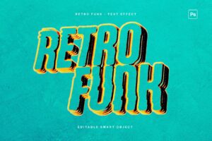 Retro Funk 3D Text Effect Template in Photoshop PSD