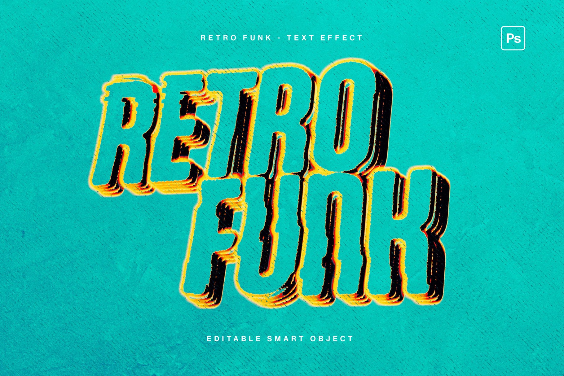 Retro Funk 3D Text Effect Template in Photoshop PSD