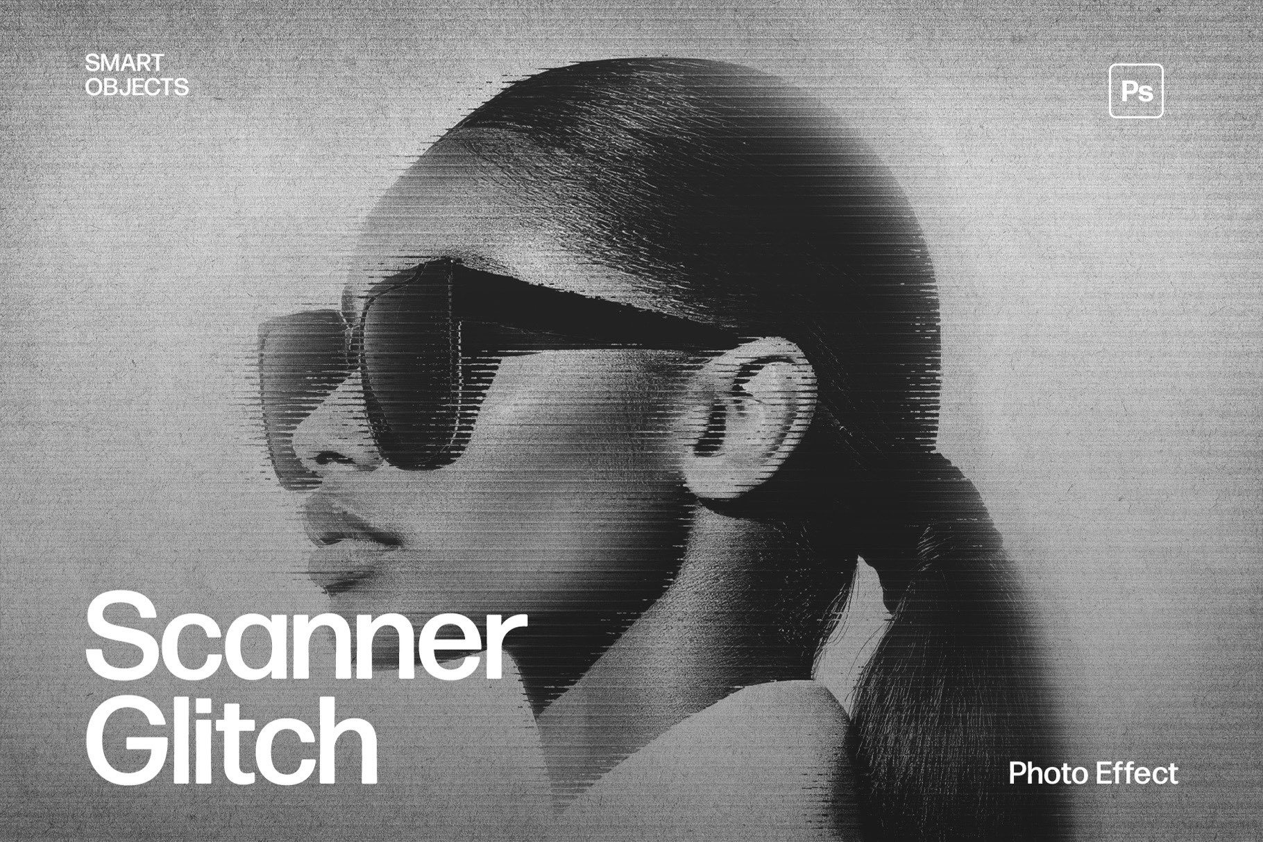 Scanner Glitch Photo Effect Template in Photoshop PSD