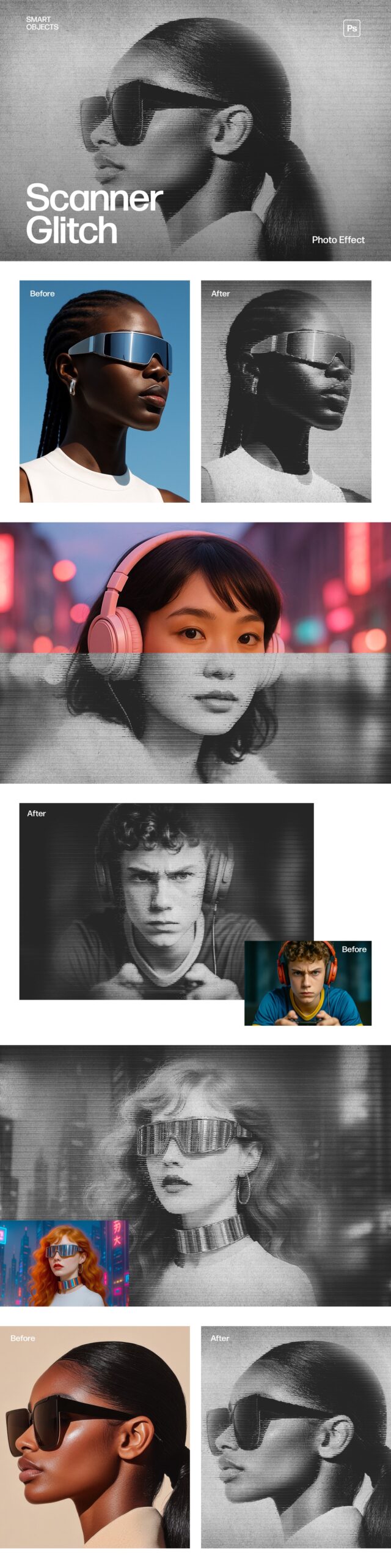 Scanner Glitch Photo Effect Template in Photoshop PSD