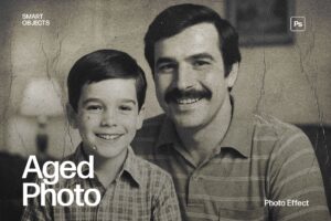 Vintage Aged Photo Effect Template in Photoshop PSD