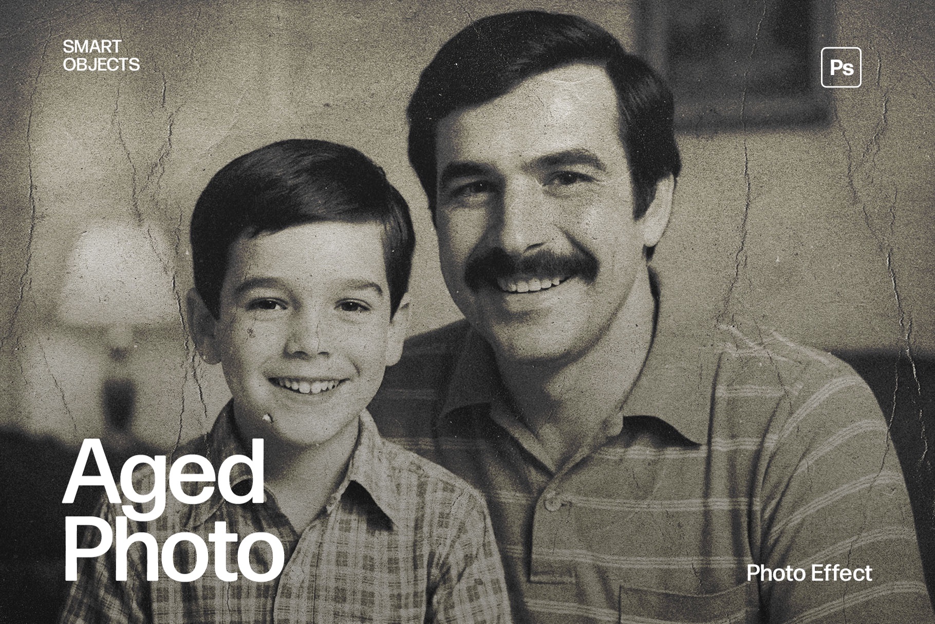 Vintage Aged Photo Effect Template in Photoshop PSD