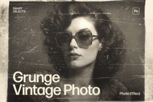 Vintage Grunge Photo Effect Template in Photoshop PSD