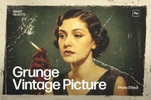 Vintage Grunge Picture Effect Template in Photoshop PSD