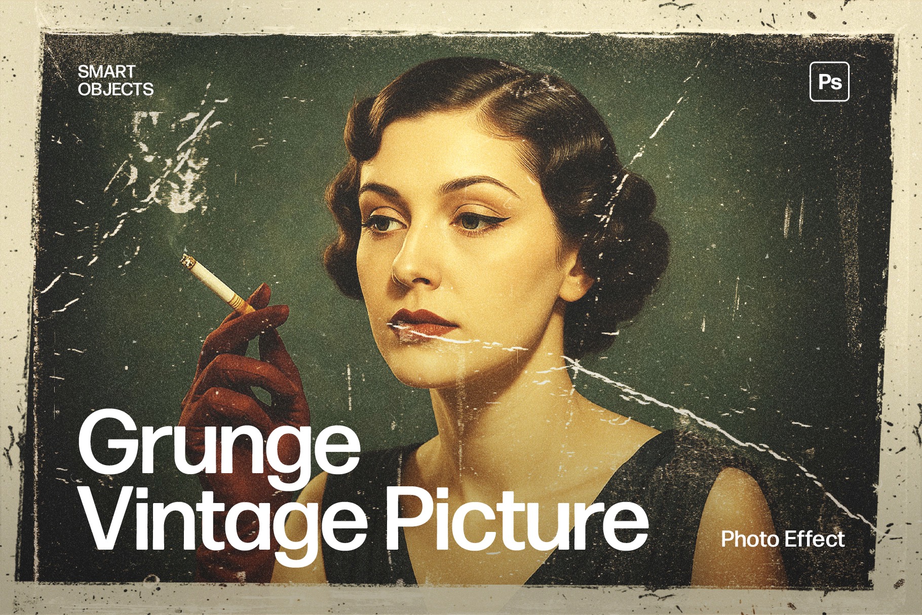 Vintage Grunge Picture Effect Template in Photoshop PSD