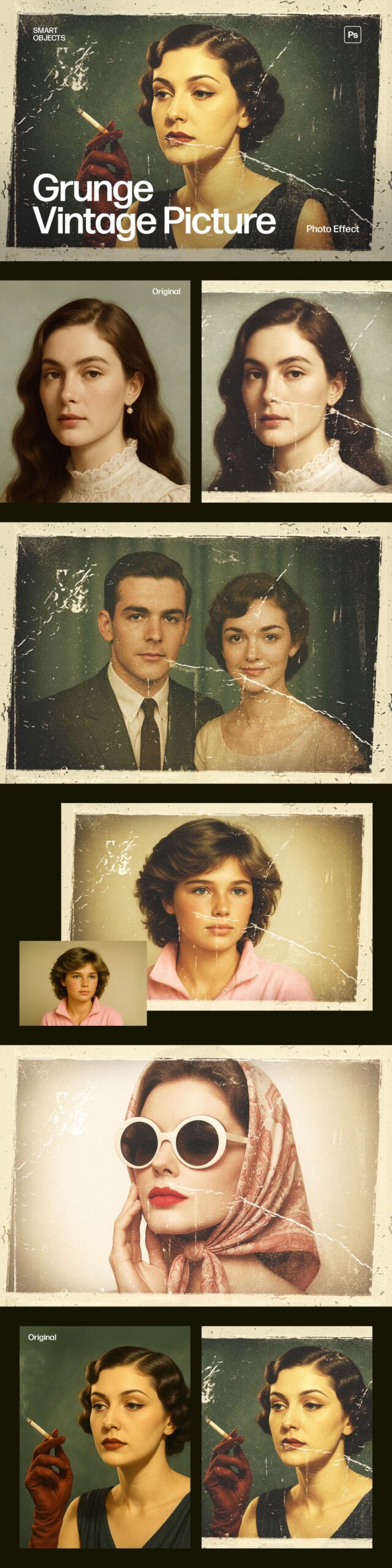 Vintage Grunge Picture Effect Template in Photoshop PSD