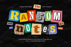 Ransom Notes Letters Set in Photoshop PSD & Clipart PNG