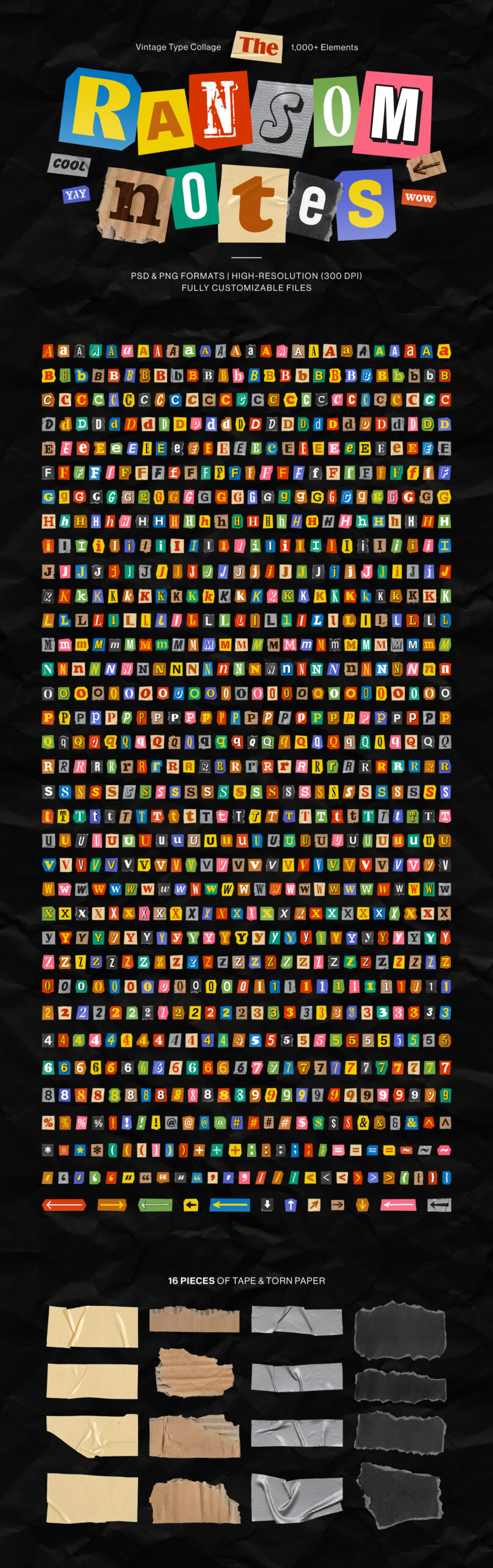 Ransom Notes Letters Set in Photoshop PSD & Clipart PNG