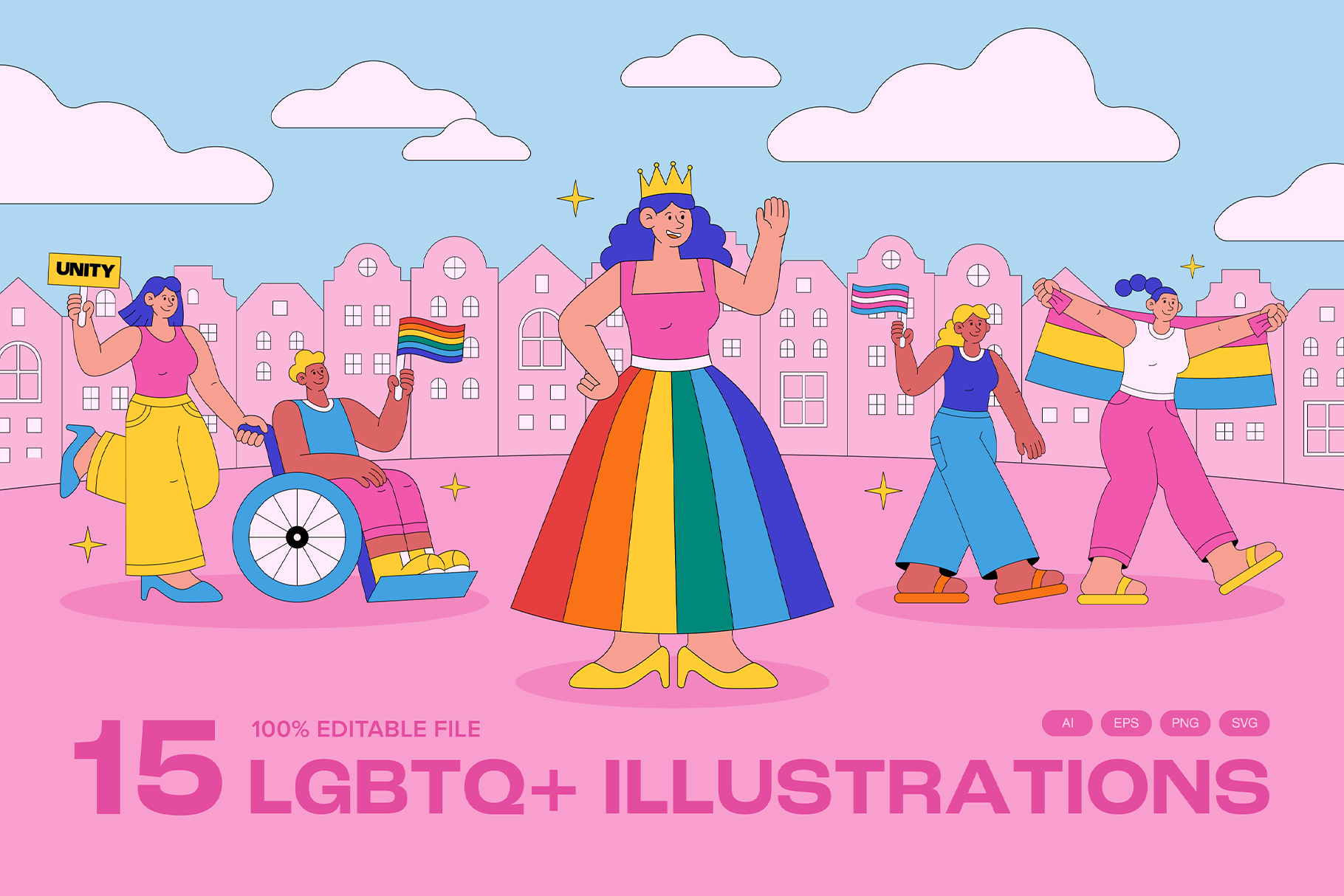 LGBT Pride Illustration in Clipart PNG, Illustrator Ai, Vector EPS & SVG