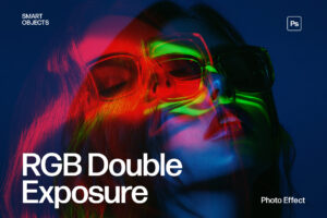 RGB Split Double Exposure Photo Effect Template in Photoshop PSD