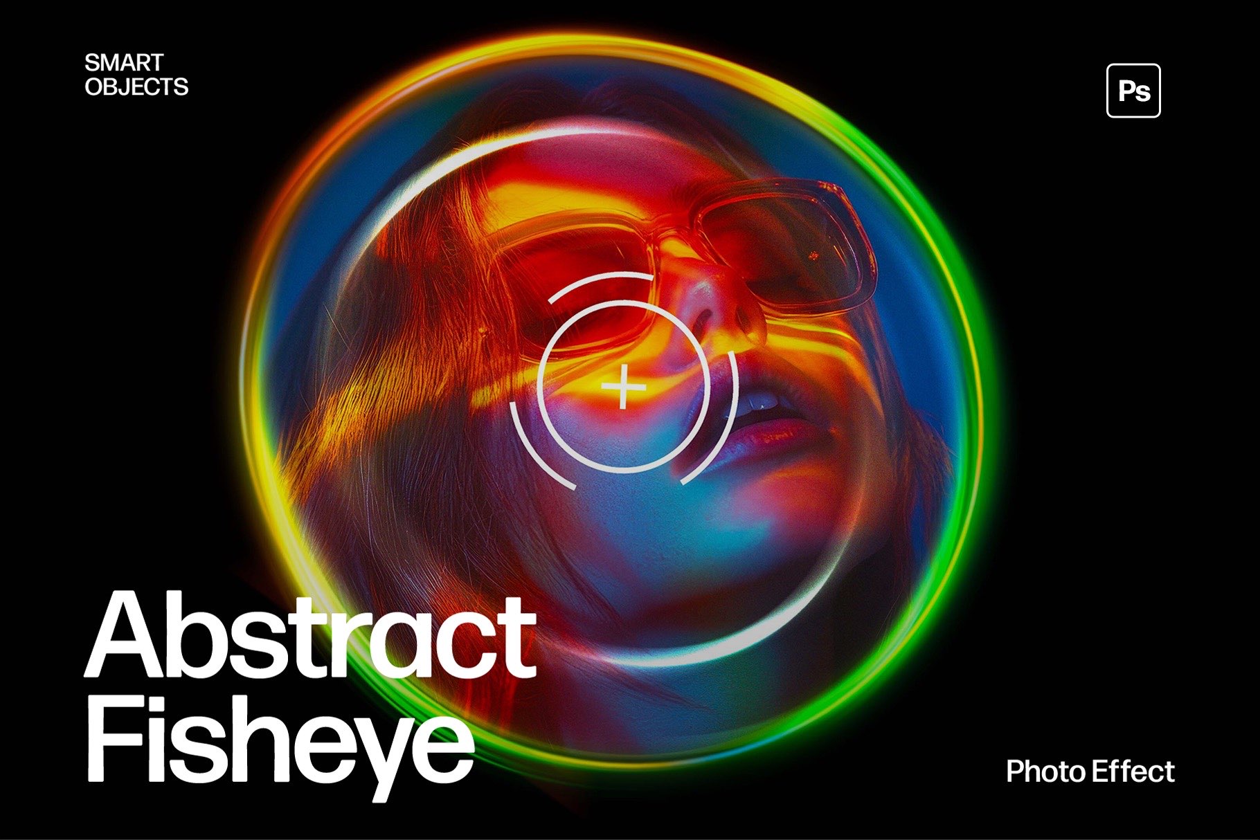 Abstract Fisheye Lens Photo Effect Template in Photoshop PSD