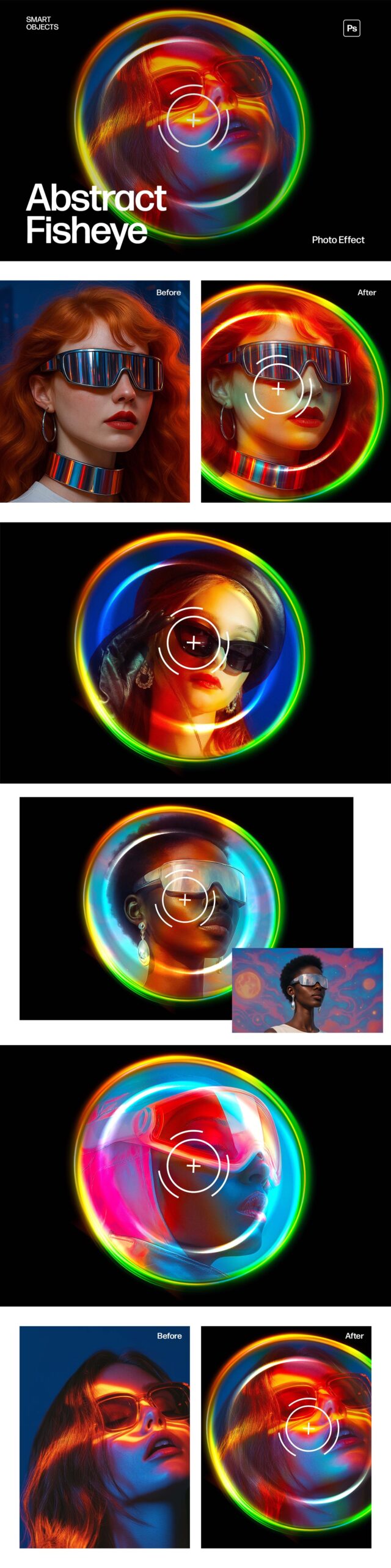 Abstract Fisheye Lens Photo Effect Template in Photoshop PSD