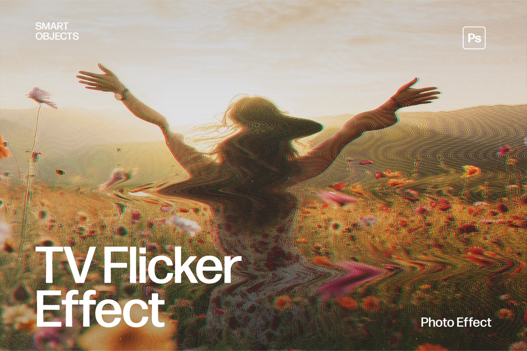 Analog TV Flicker Photo Effect Template in Photoshop PSD