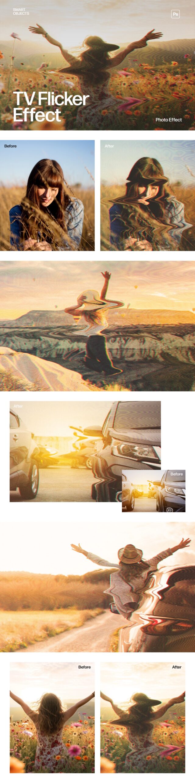 Analog TV Flicker Photo Effect Template in Photoshop PSD