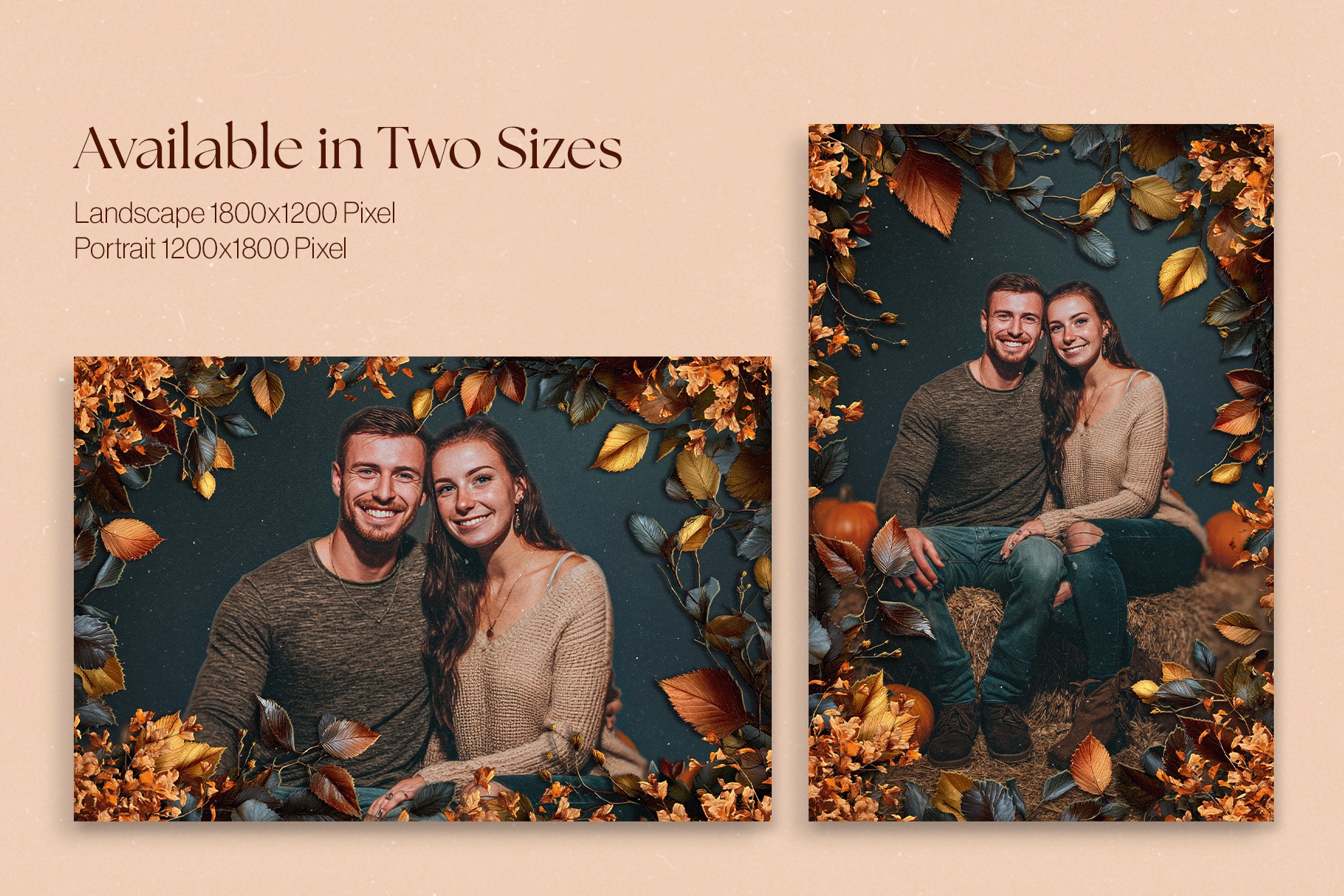 Autumn Fall Leaves Photo Frame Template in Canva, Photoshop PSD & Clipart PNG