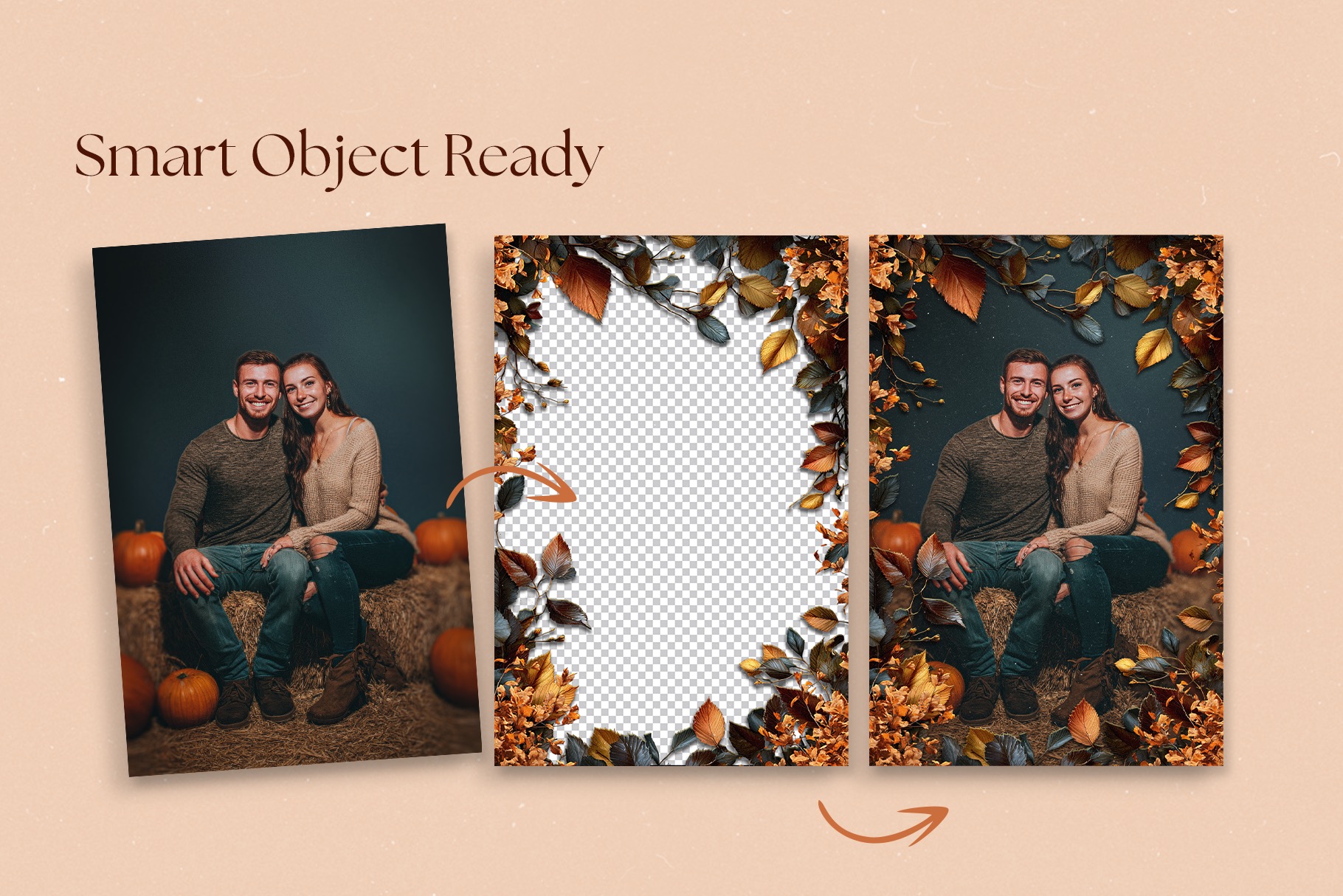 Autumn Fall Leaves Photo Frame Template in Canva, Photoshop PSD & Clipart PNG