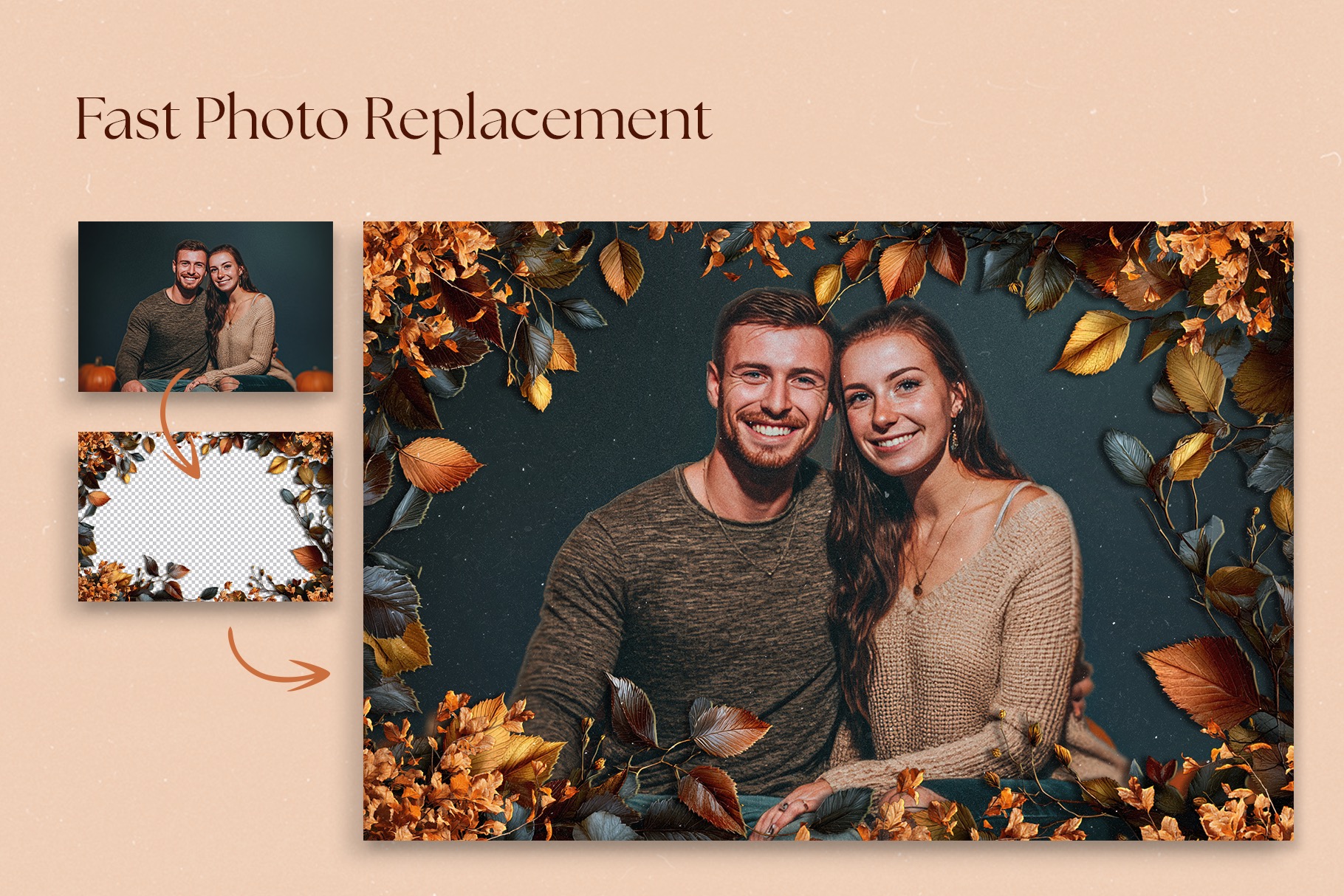 Autumn Fall Leaves Photo Frame Template in Canva, Photoshop PSD & Clipart PNG