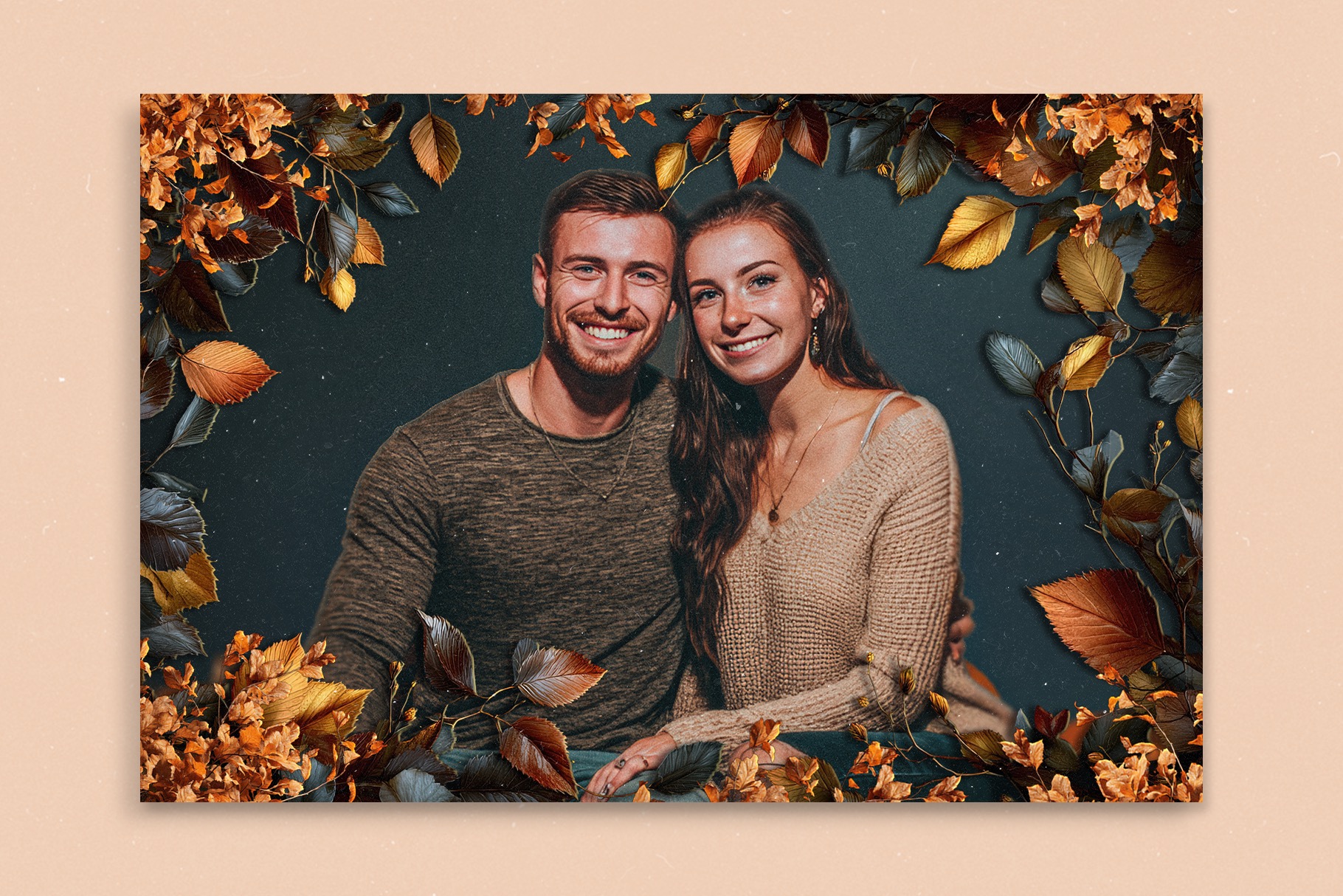 Autumn Fall Leaves Photo Frame Template in Canva, Photoshop PSD & Clipart PNG