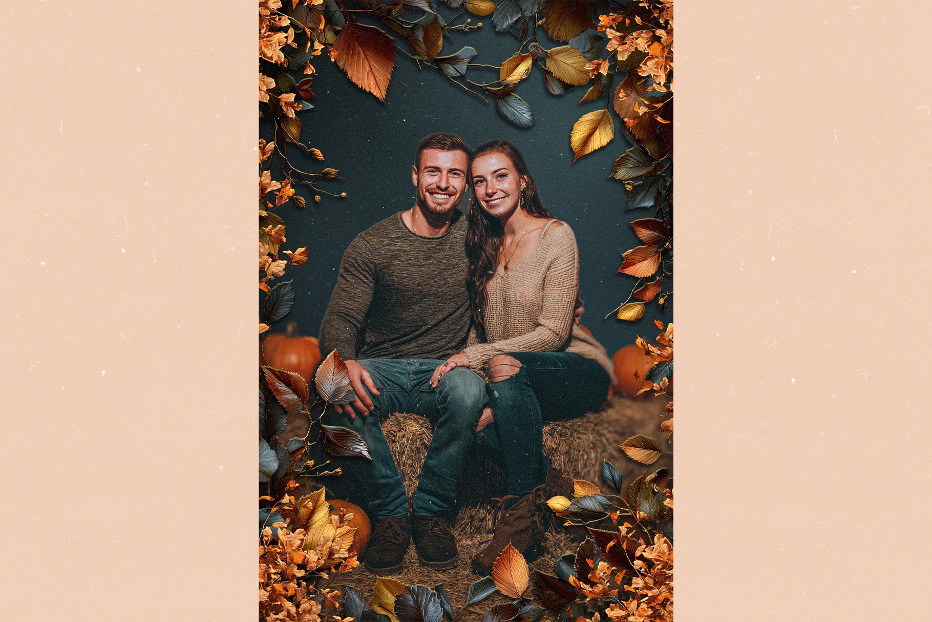 Autumn Fall Leaves Photo Frame Template in Canva, Photoshop PSD & Clipart PNG