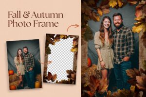 Autumn Fall Photo Frame Template in Canva, Photoshop PSD & Clipart PNG