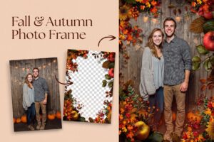 Autumn Photo Frame Template in Canva, Clipart PNG & Photoshop PSD