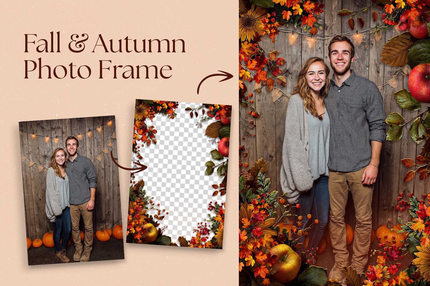 Autumn Photo Frame Template in Canva, Clipart PNG & Photoshop PSD