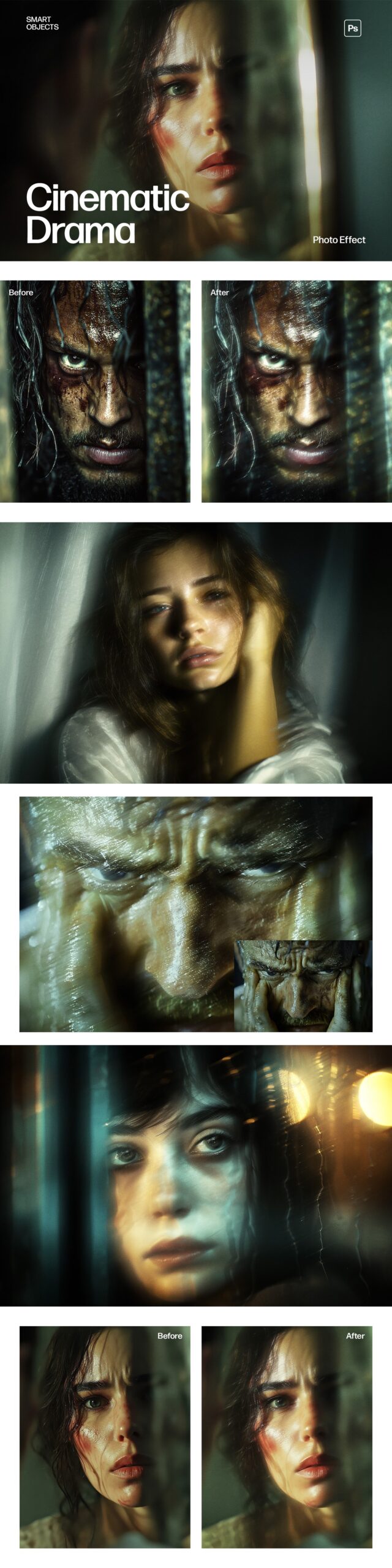 Cinematic Drama Photo Effect Template in Photoshop PSD