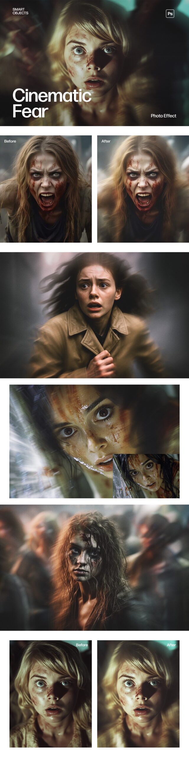 Cinematic Fear Photo Effect Template in Photoshop PSD