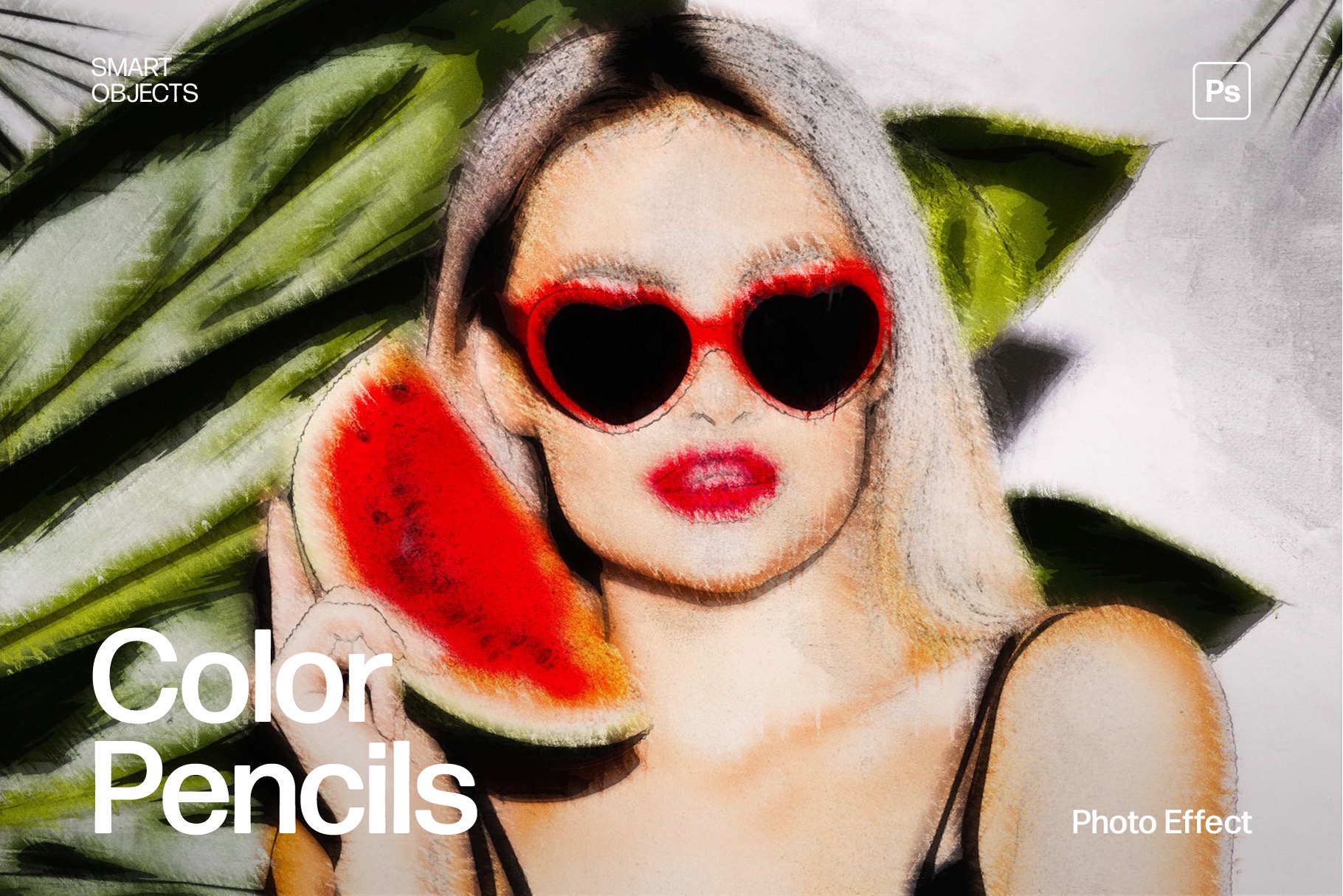 Color Pencils Photo Effect Template in Photoshop PSD