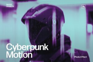 Cyberpunk Motion Photo Effect Template in Photoshop PSD