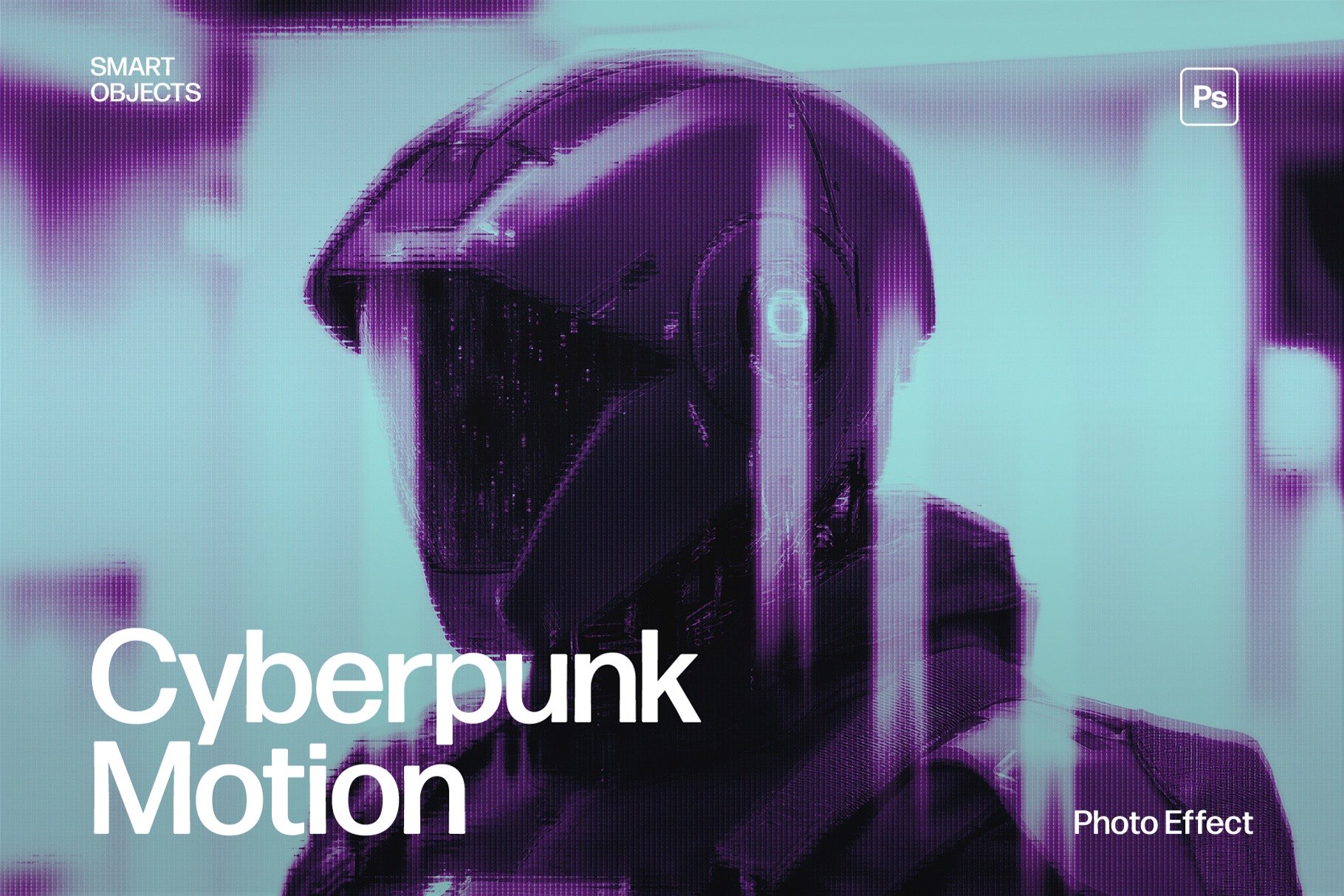 Cyberpunk Motion Photo Effect Template in Photoshop PSD