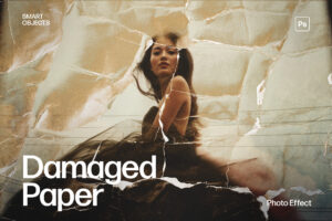 Damaged Photo Paper Mockup Template in Photoshop PSD