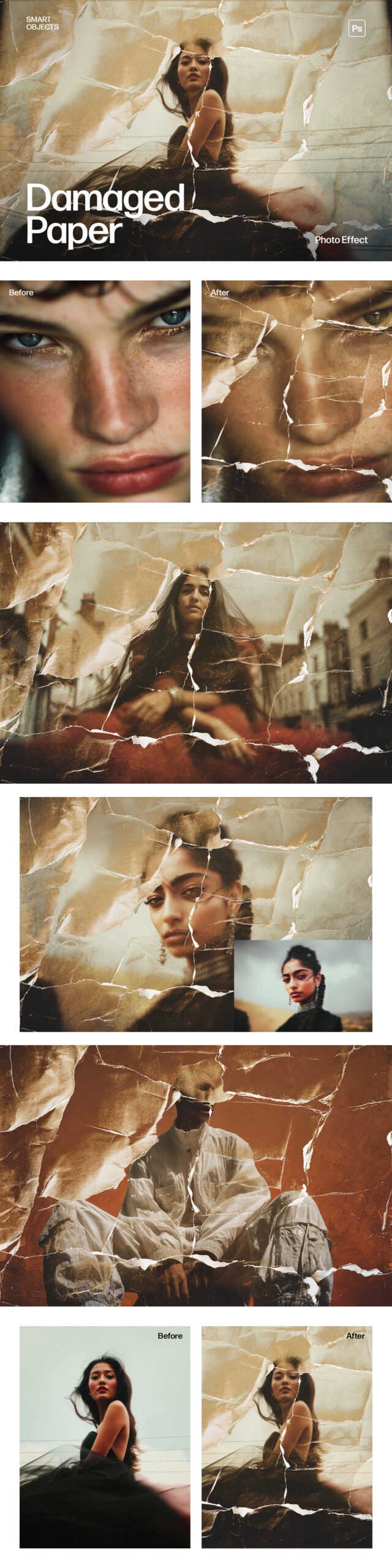 Damaged Photo Paper Mockup Template in Photoshop PSD