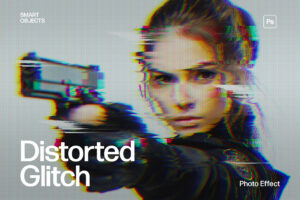 Distorted Glitch Photo Effect Template in Photoshop PSD