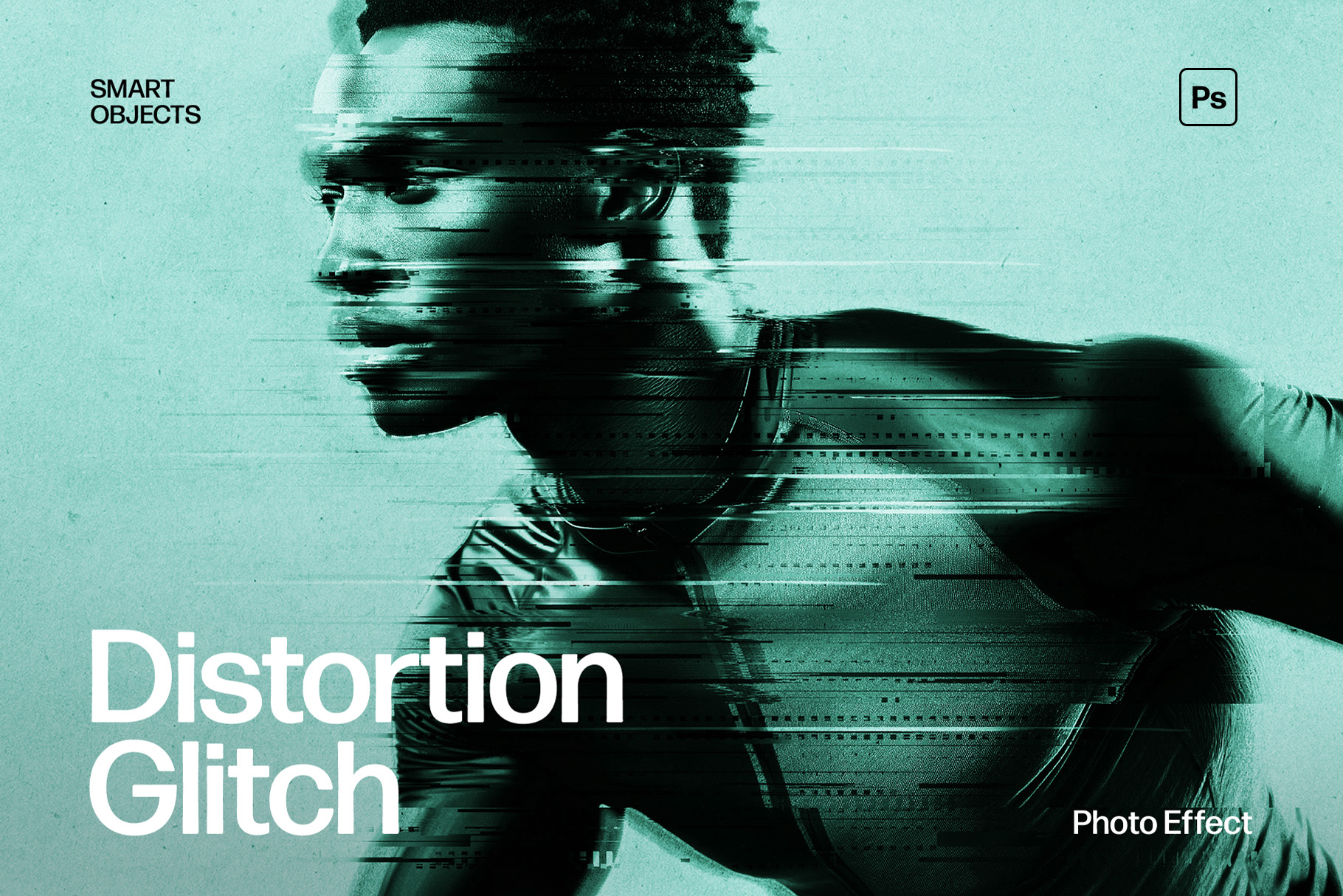 Distortion Glitch Photo Effect Template in Photoshop PSD